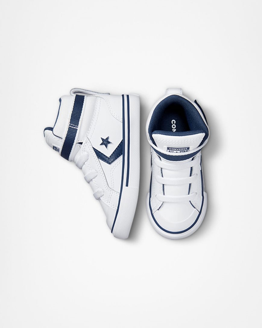 Tenisky Vysoke Converse Pro Blaze Remienkove Easy-On Varsity Club Chlapcenske Biele Námornícka Modrá Biele | SK 11NIBZ6